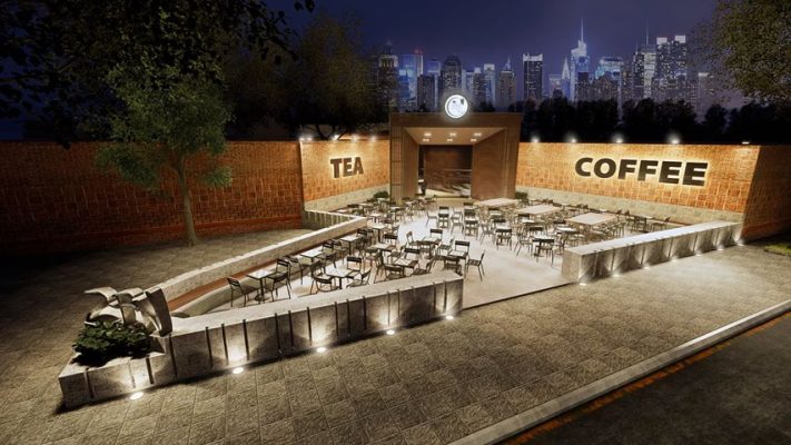 3D ngoài trời quán ZEN Tea Coffee