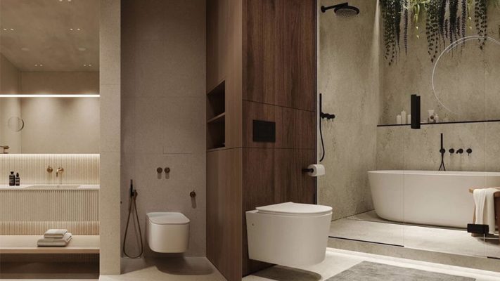 Phòng tắm dùng sơn trang trí kết hợp phong cách thiết kế