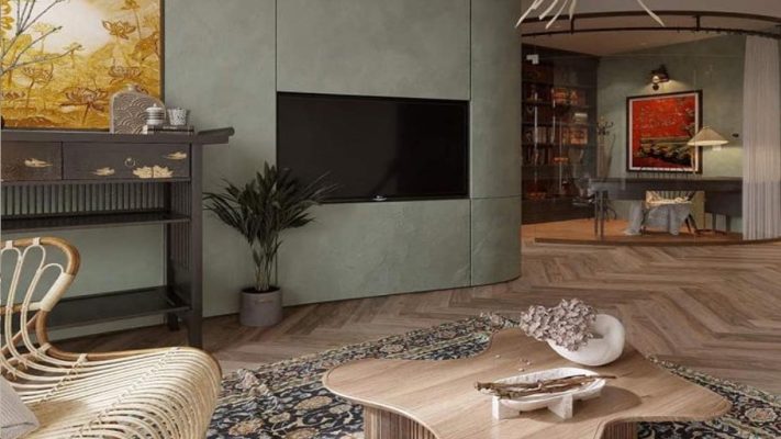 Phòng khách xanh lá cho tuổi Bính Dần