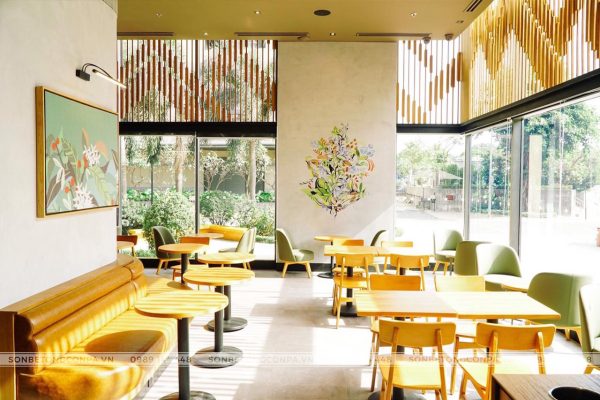 sơn giả bê tông quán cà phê starbuck sài gòn