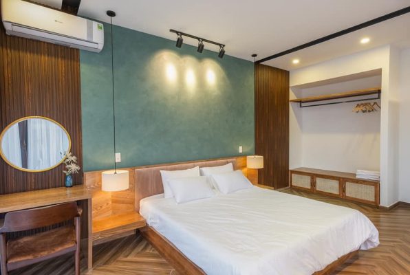 Sơn giả bê tông tường phòng ngủ