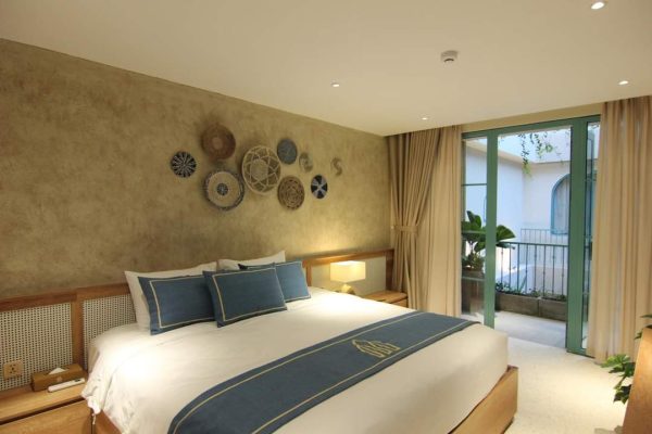 Thi công sơn hiệu ứng bê tông phòng ngủ Myyan Retreat Đà Nẵng