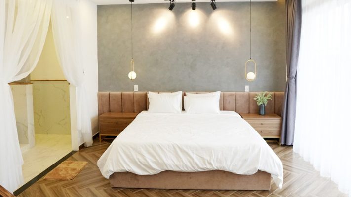 Sơn hiệu ứng bê tông màu xám phù hợp với phong cách tối giản