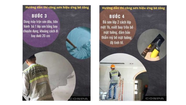 Bước 3-4 thi công sơn giả bê tông