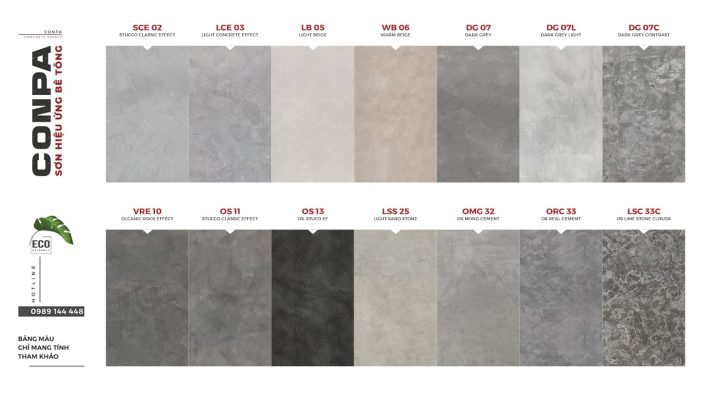 bảng màu sơn giả bê tông Conpa