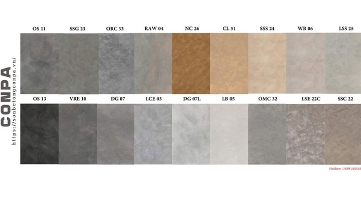 Bảng màu đơn của sơn giả beton