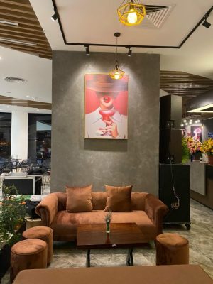 tường giả bê tông quán cà phê majori