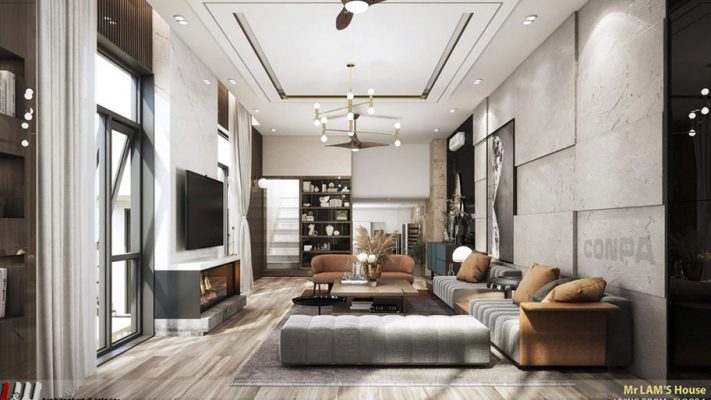 Sơn giả bê tông trang trí phòng khách