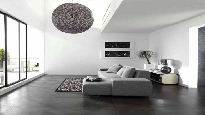 Phối màu giữa tường sáng và gạch tối màu