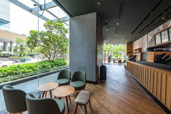 sơn giả bê tông quán cà phê starbucks