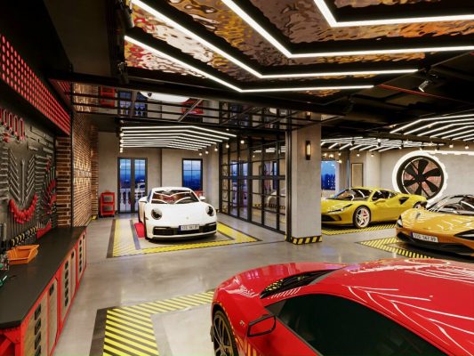 nội thất showroom xpc supercar garage