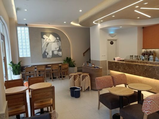 thi công sơn hiệu ứng bê tông highlands coffee
