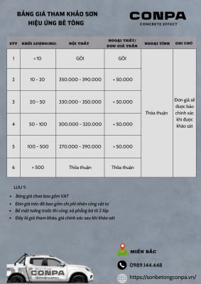 Báo giá thi công trọn gói sơn giả bê tông miền Bắc