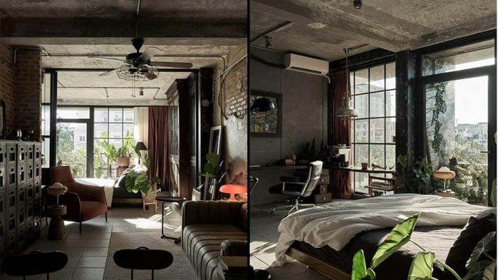 Phong cách công nghiệp ứng dụng sơn bê tông