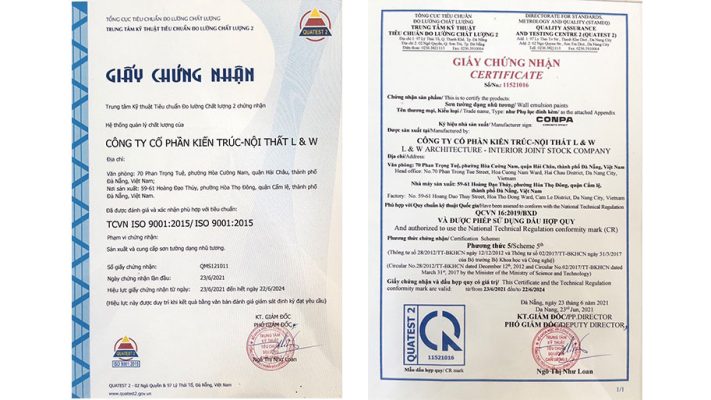 Giấy chứng nhận tiêu chuẩn chất lượng Quatest của sơn giả bê tông Conpa