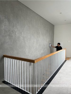 Trang trí nội thất khu vực cầu thang với sơn bê tông Conpa