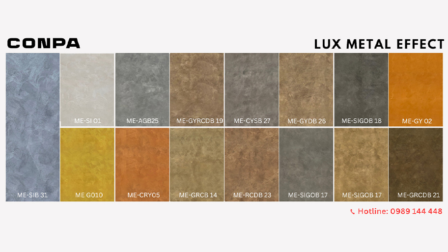 Bảng màu sơn hiệu ứng kim loại