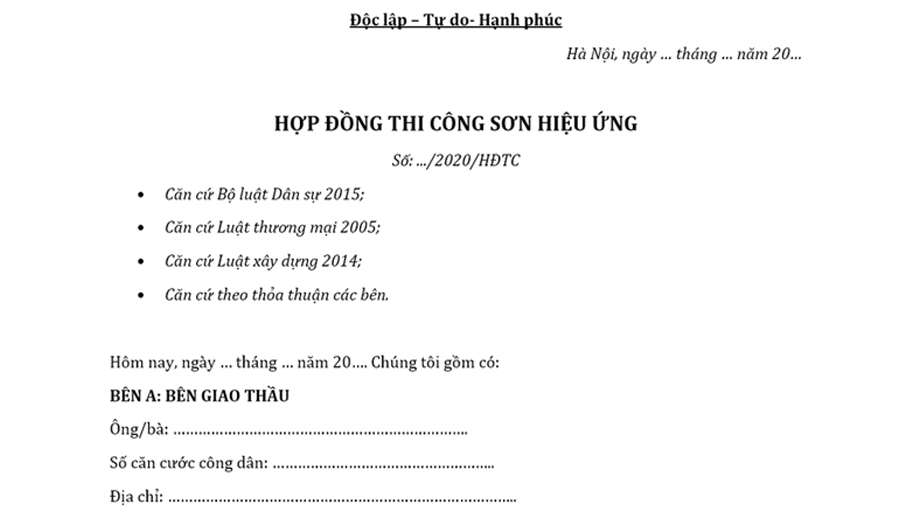 Hợp đồng thi công sơn hiệu ứng là gì