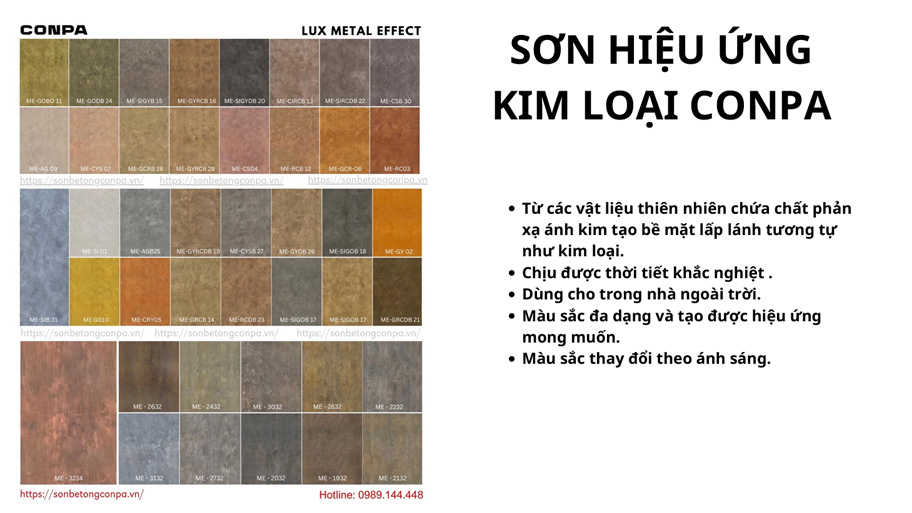 Mã màu sơn hiệu ứng kim loại