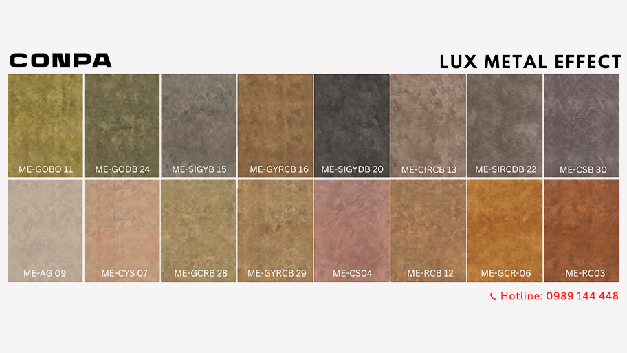 mẫu màu sơ hiệu ứng kim loại