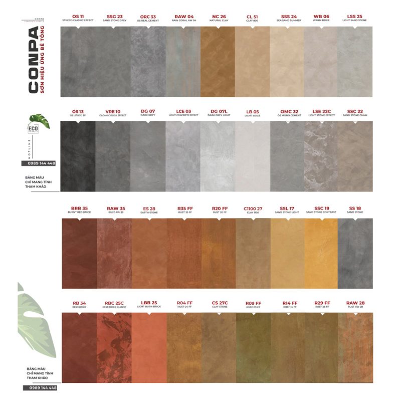 Một số mã màu sơn hiệu ứng Conpa