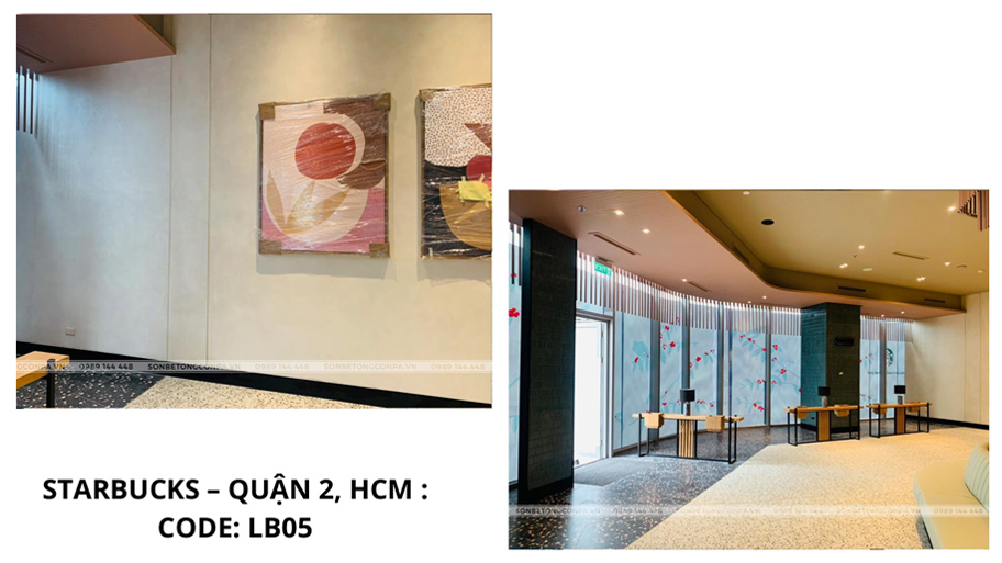 Quán cafe Starbuck sử dụng sơn hiệu ứng bê tông