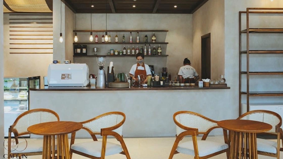 Quán cafe sử dụng sơn hiệu ứng bê tông