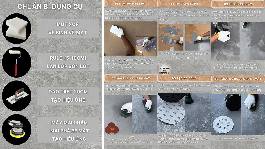 Quy trình thi công sơn hiệu ứng đúng kỹ thuật