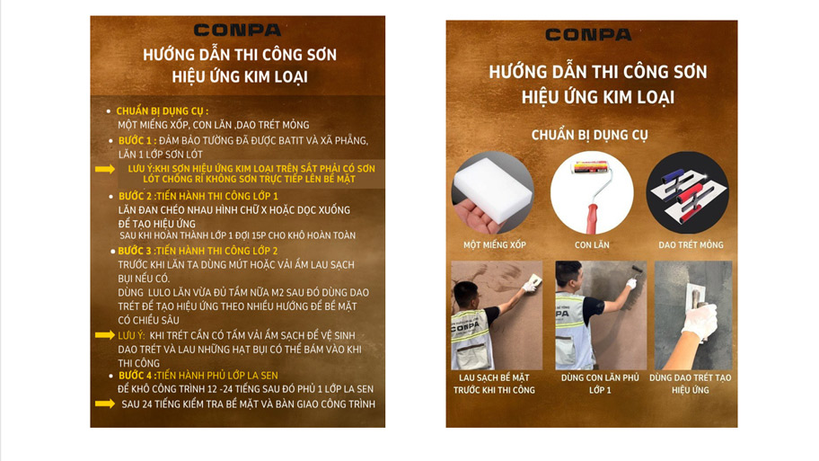 Quy trình thi công sơn hiệu ứng kim loại
