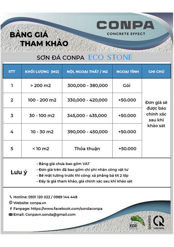 Bảng báo giá thi công sơn giả đá Eco Hà Nội