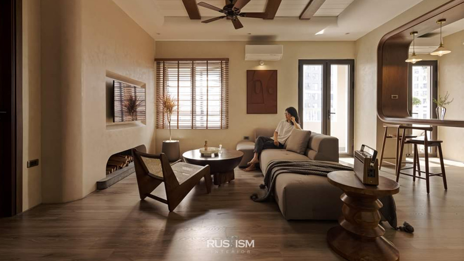 Căn hộ Pháp Vân phong cách Wabi Sabi sử dụng sơn hiệu ứng