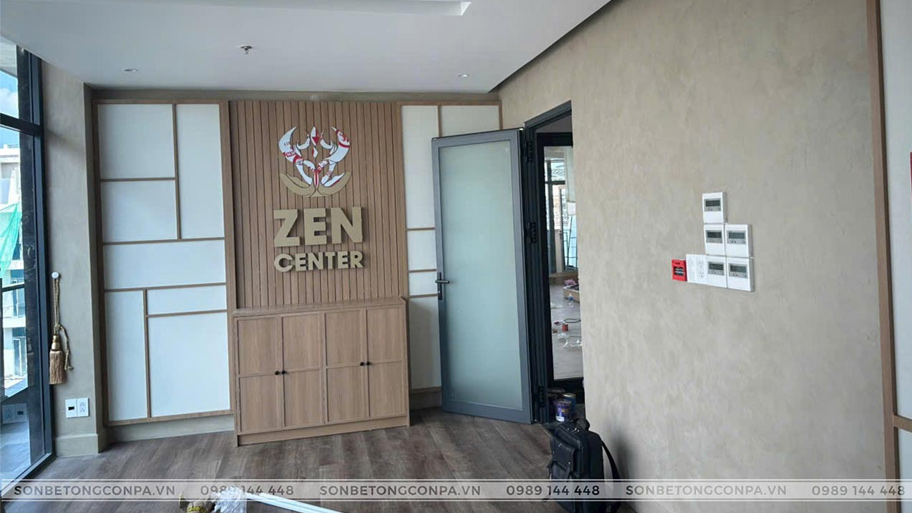 Gym Zen Center ứng dụng sơn hiệu ứng lên tường xi măng