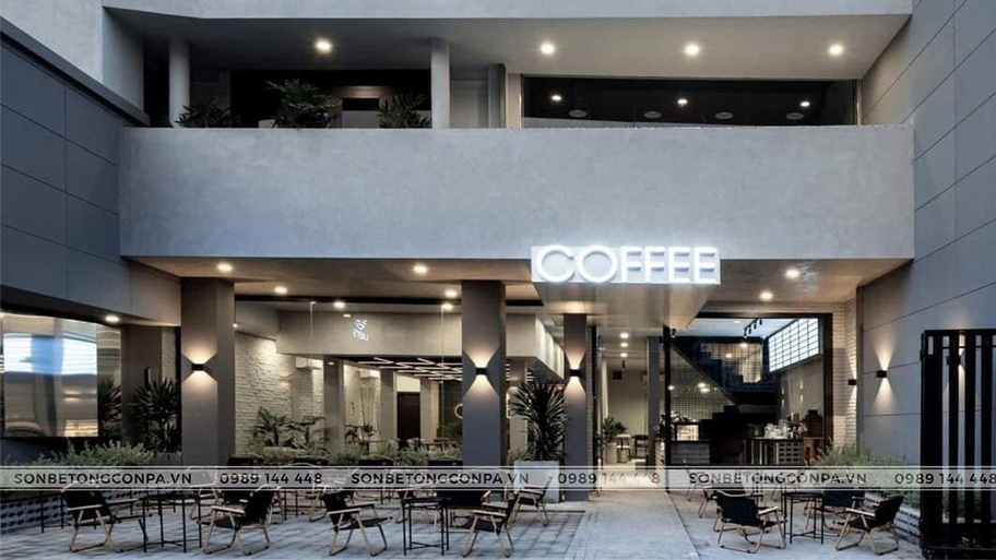 Labys Coffee sử dụng sơn hiệu ứng trên tường xi măng