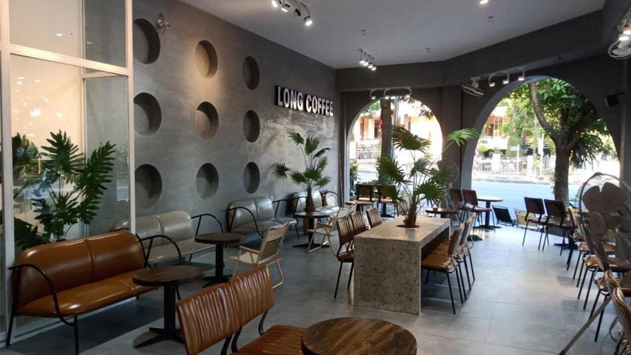 Long Coffee sử dụng sơn hiệu ứng cho nội thất