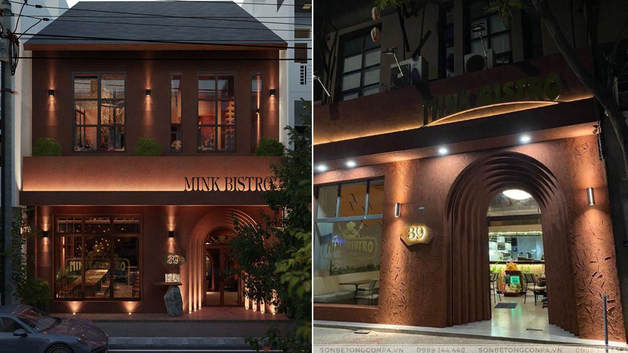 Mink Bistro sử dụng sơn hiệu ứng ngoài trời