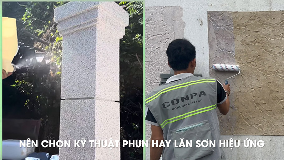 Nên chọn kỹ thuật phun hay lăn sơn hiệu ứng