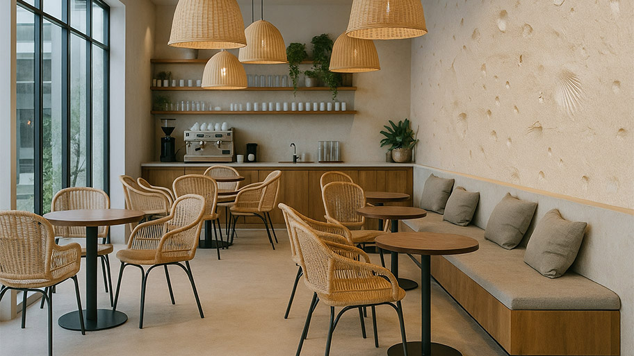Quán cafe phong cách hiện đại sử dụng sơn Earth Color