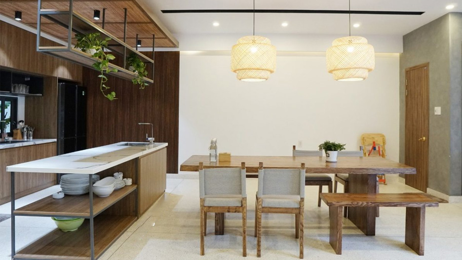 Song Cat Villa Đà Nẵng sử dụng sơn hiệu ứng cho phòng bếp