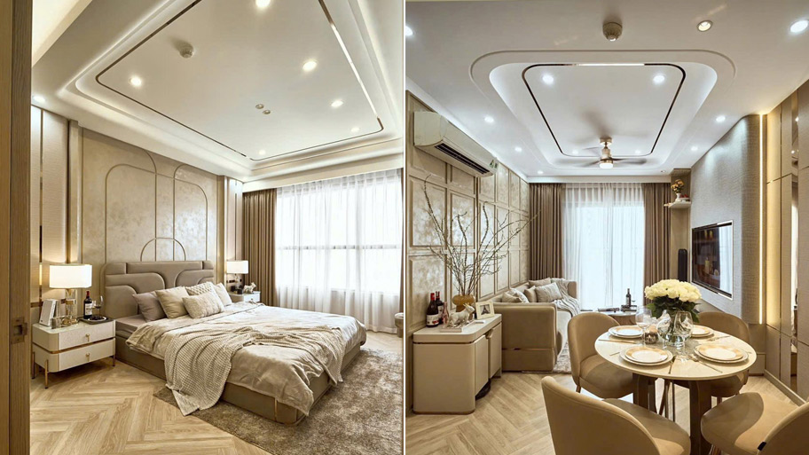 Sử dụng sơn hiệu ứng cho nội thất căn hộ CLASSY LADY SUITE