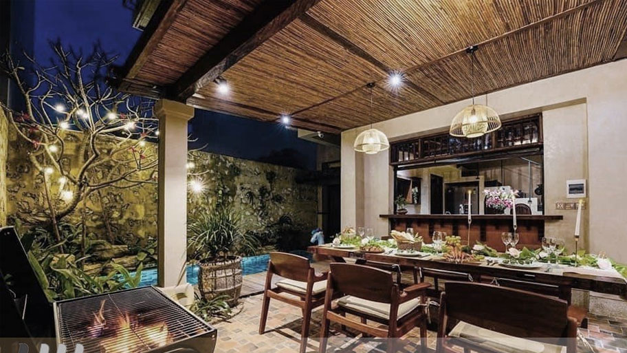 Villa Mây Casa Đà Nẵng ứng dụng sơn hiệu ứng cho phòng bếp