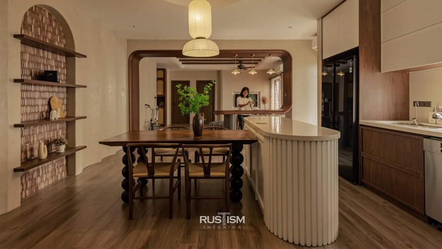 Villa sử dụng sơn hiệu ứng cho phòng bếp