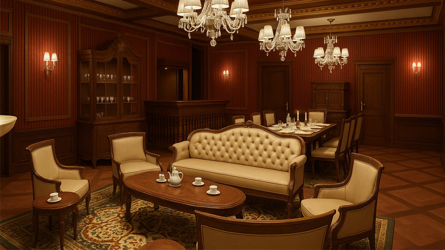 Khách sạn sử dụng sơn hiệu ứng màu đỏ rượu vang