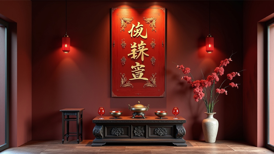 Sơn hiệu ứng trong phòng thờ phù hợp mệnh Hỏa