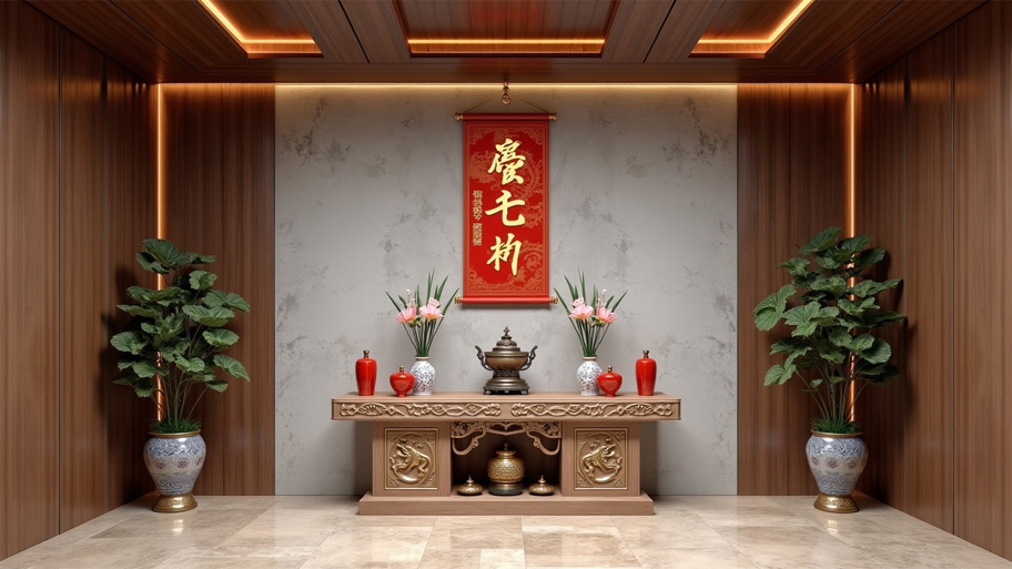 Sơn hiệu ứng trong phòng thờ phù hợp mệnh Kim