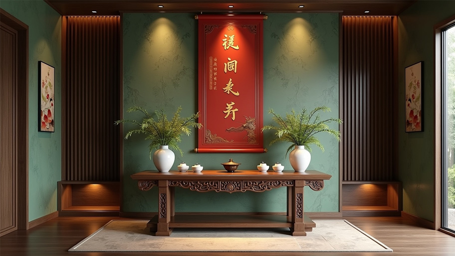 Sơn hiệu ứng trong phòng thờ phù hợp mệnh Mộc