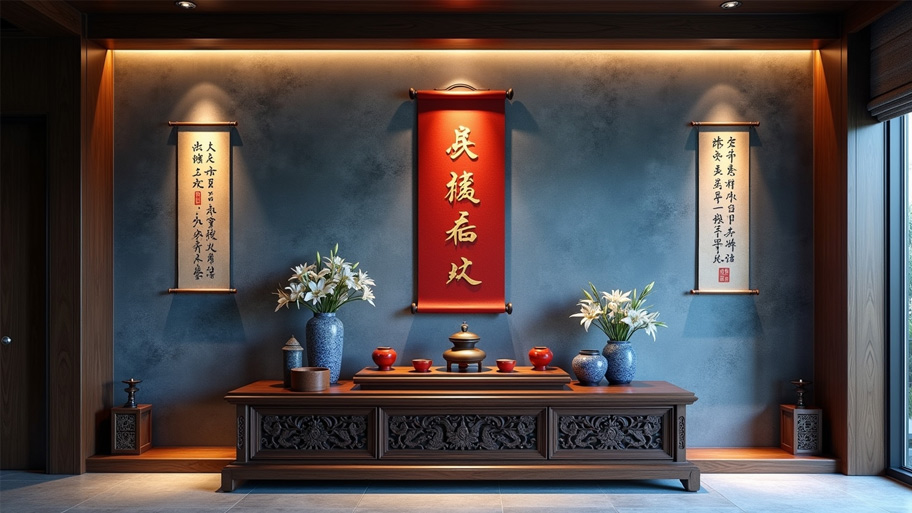 Sơn hiệu ứng trong phòng thờ phù hợp mệnh Thủy