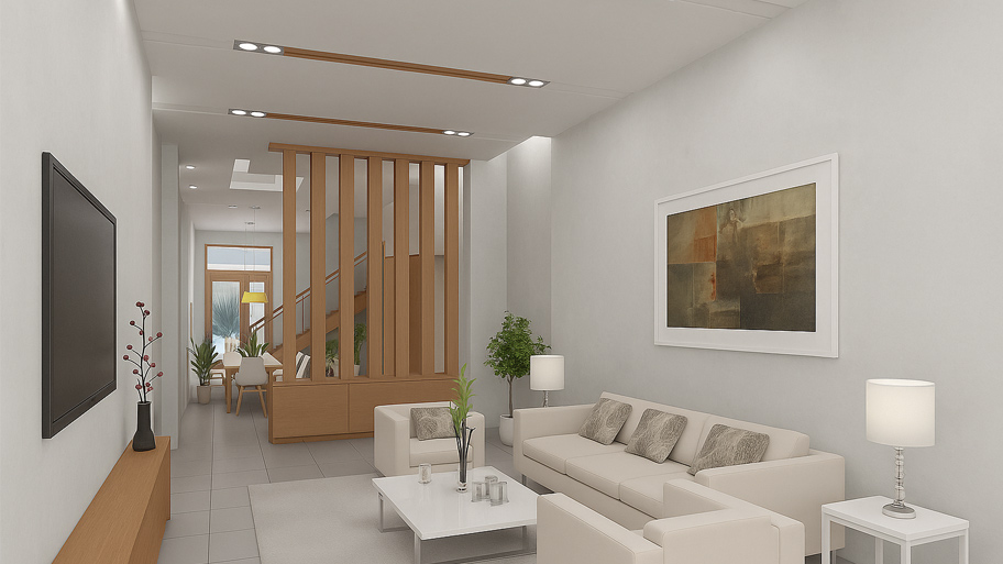 Ứng dụng sơn hiệu ứng màu trắng trong phòng khách