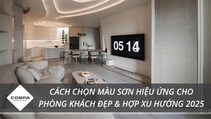 Chọn màu sơn hiệu ứng cho phòng khách