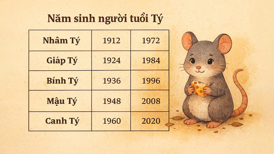 Năm sinh người tuổi Tý
