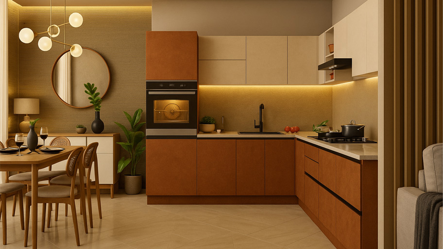 Phòng bếp dùng màu sơn hiệu ứng hợp tuổi Mậu Dần